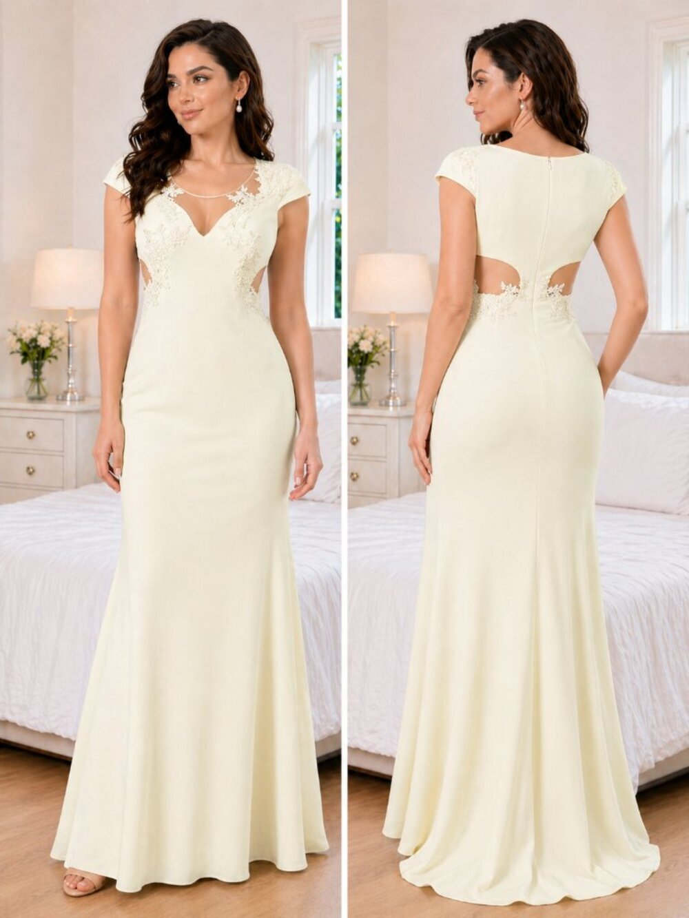 NWT Marchesa Notte Yellow Fields Lace Formal Gown $1245